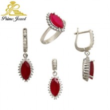 Gümüş zirkon taşlı set